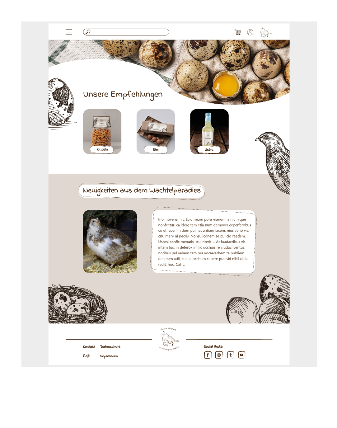 Layout Beispiel für einen kleinen Webshop